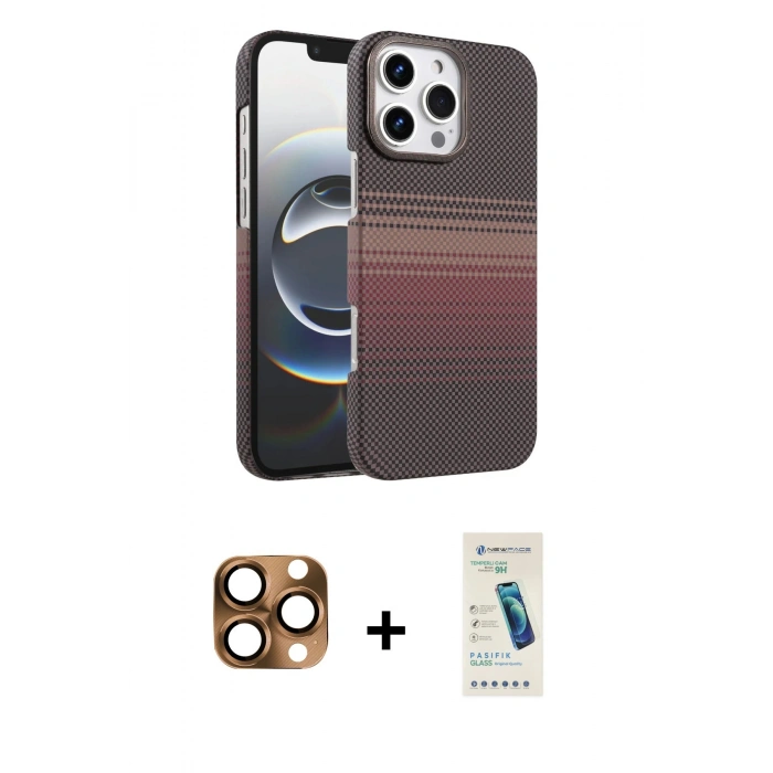 MARSİLYAN™- iPhone 16 Pro Max Kılıf Doruk Serisi - Şeffaf Pasifik Cam Ekran Koruyucu + Pers Alüminyum Kamera Lens - CLTM