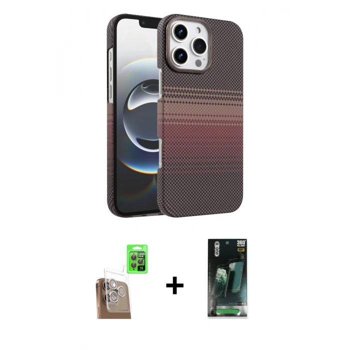 MARSİLYAN™- iPhone 16 Pro Max Kılıf Doruk Serisi - Siyah 360 Mat Full Body Arka Koruyucu + Raze Metal Kamera Lens - CLTM