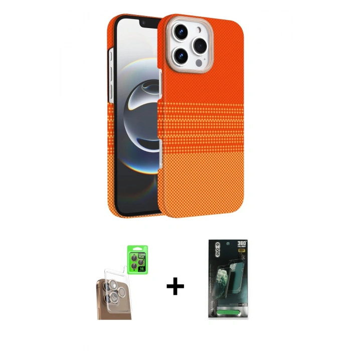 MARSİLYAN™- iPhone 16 Pro Max Kılıf Doruk Serisi - Siyah 360 Mat Full Body Arka Koruyucu + Raze Metal Kamera Lens - CLTM