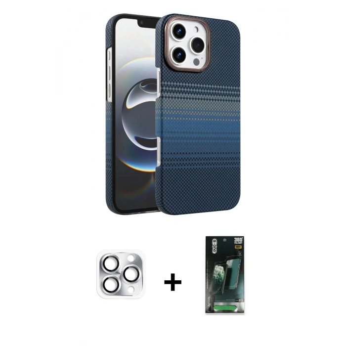 MARSİLYAN™- iPhone 16 Pro Max Kılıf Doruk Serisi - Siyah 360 Mat Full Body Arka Koruyucu + Pers Alüminyum Kamera Lens - GS