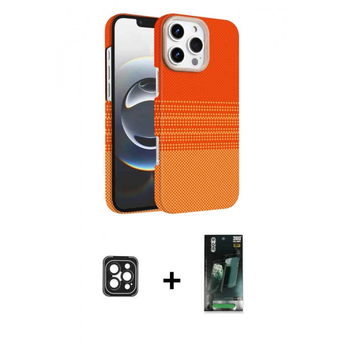MARSİLYAN™- iPhone 16 Pro Max Kılıf Doruk Serisi - Siyah 360 Mat Full Body Arka Koruyucu + PVD Metal Kamera Lens - SH