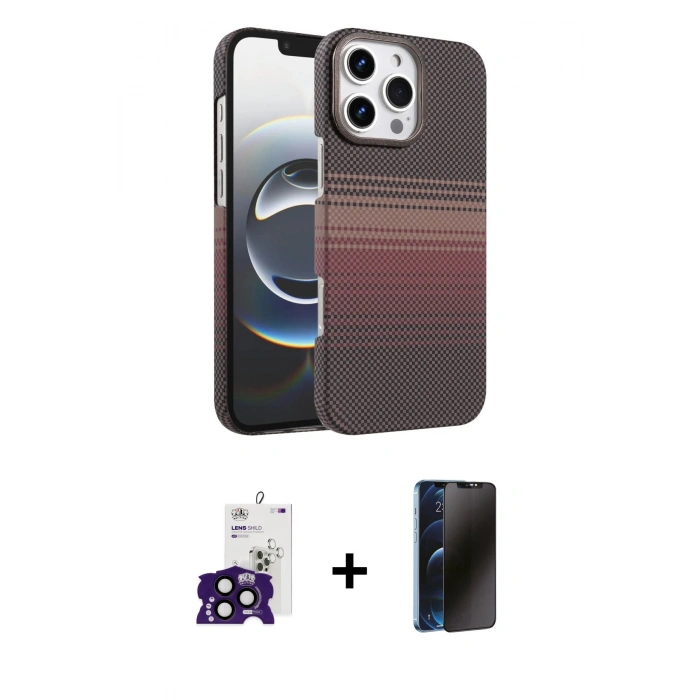 MARSİLYAN™- iPhone 16 Pro Max Kılıf Doruk Serisi - Siyah 3D Antistatik Hayalet Cam Ekran Koruyucu + Bilvis Titan Kamera Lens - SH
