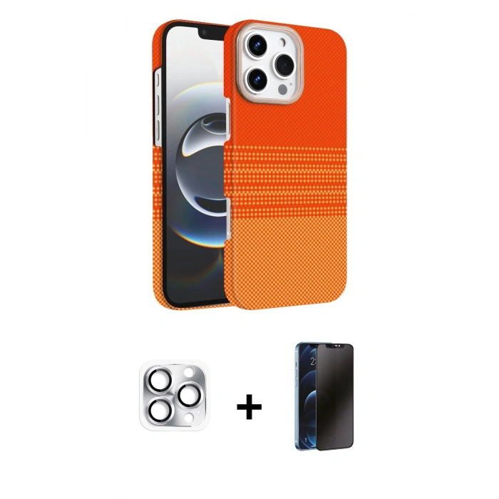 MARSİLYAN™- iPhone 16 Pro Max Kılıf Doruk Serisi - Siyah 3D Antistatik Hayalet Cam Ekran Koruyucu + Pers Alüminyum Kamera Lens - GS