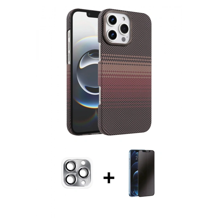MARSİLYAN™- iPhone 16 Pro Max Kılıf Doruk Serisi - Siyah 3D Antistatik Hayalet Cam Ekran Koruyucu + Pers Alüminyum Kamera Lens - GI