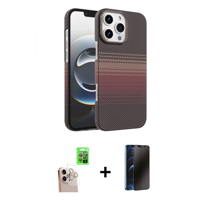 MARSİLYAN™- iPhone 16 Pro Max Kılıf Doruk Serisi - Siyah 3D Antistatik Hayalet Cam Ekran Koruyucu + Raze Metal Kamera Lens - NLGY