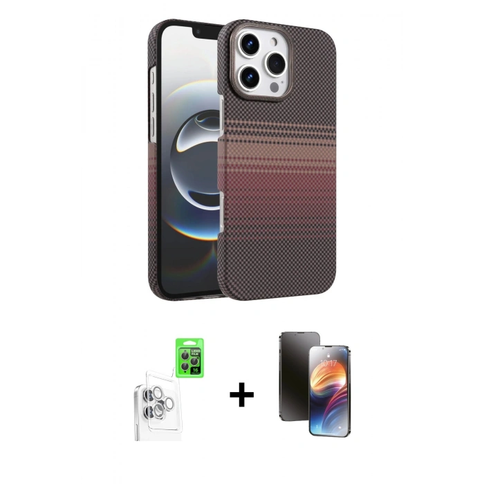 MARSİLYAN™- iPhone 16 Pro Max Kılıf Doruk Serisi - Siyah 3D Antistatik Mat Seramik Nano Ekran Koruyucu + Raze Metal Kamera Lens - BZ