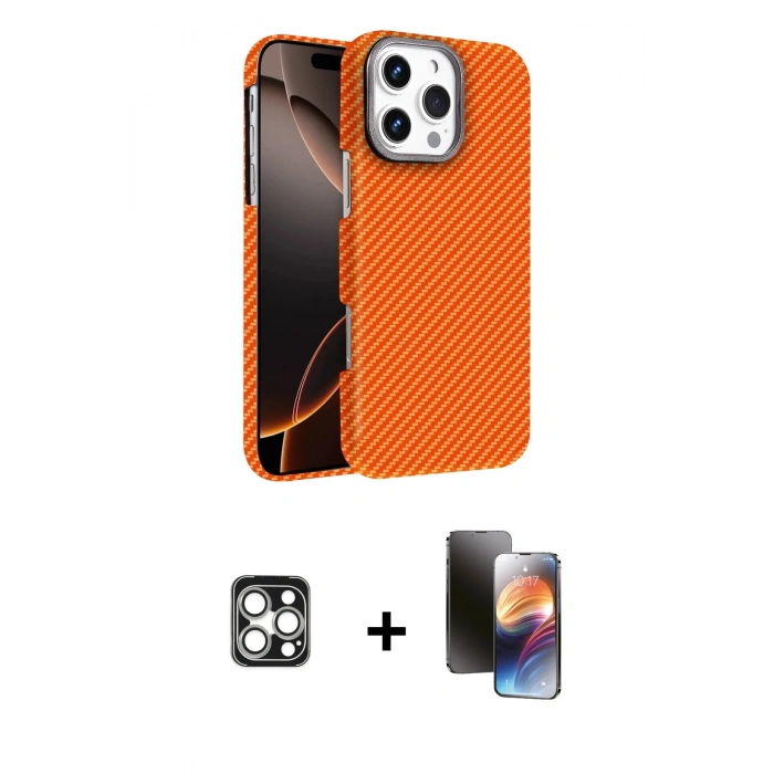 MARSİLYAN™- iPhone 16 Pro Max Kılıf Doruk Serisi - Siyah 3D Antistatik Mat Seramik Nano Ekran Koruyucu + PVD Metal Kamera Lens - GS