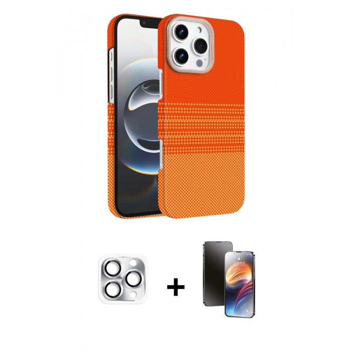MARSİLYAN™- iPhone 16 Pro Max Kılıf Doruk Serisi - Siyah 3D Antistatik Mat Seramik Nano Ekran Koruyucu + Pers Alüminyum Kamera Lens - GS