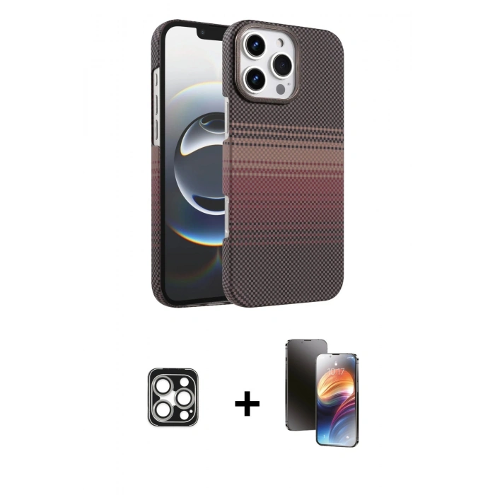 MARSİLYAN™- iPhone 16 Pro Max Kılıf Doruk Serisi - Siyah 3D Antistatik Mat Seramik Nano Ekran Koruyucu + PVD Metal Kamera Lens - GS