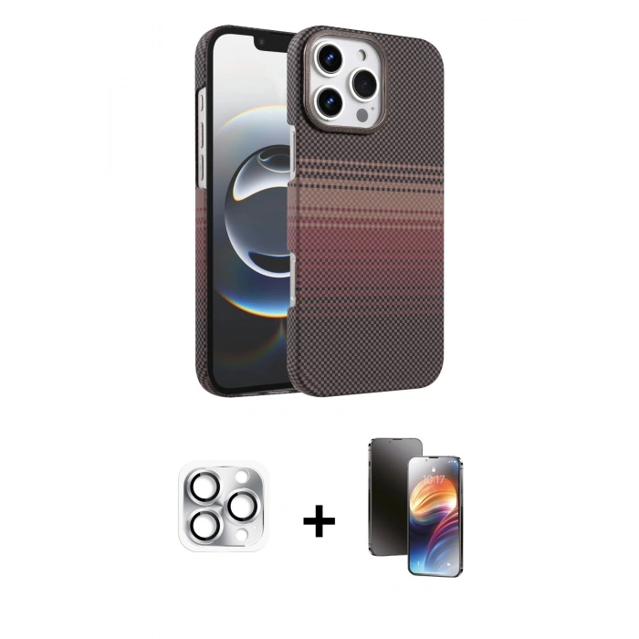 MARSİLYAN™- iPhone 16 Pro Max Kılıf Doruk Serisi - Siyah 3D Antistatik Mat Seramik Nano Ekran Koruyucu + Pers Alüminyum Kamera Lens - GS
