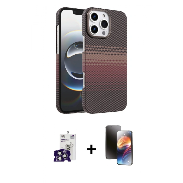 MARSİLYAN™- iPhone 16 Pro Max Kılıf Doruk Serisi - Siyah 3D Antistatik Mat Seramik Nano Ekran Koruyucu + Bilvis Titan Kamera Lens - TMGI