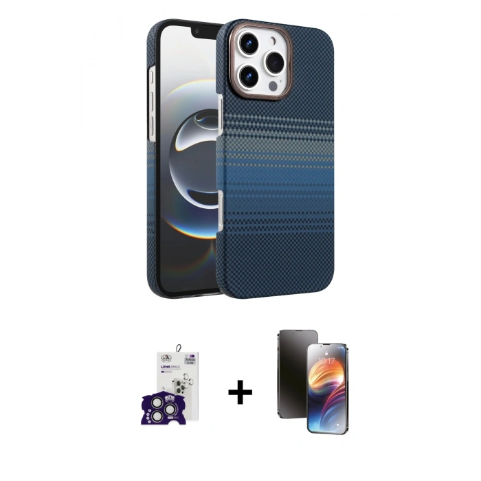 MARSİLYAN™- iPhone 16 Pro Max Kılıf Doruk Serisi - Siyah 3D Antistatik Mat Seramik Nano Ekran Koruyucu + Bilvis Titan Kamera Lens - TMGI