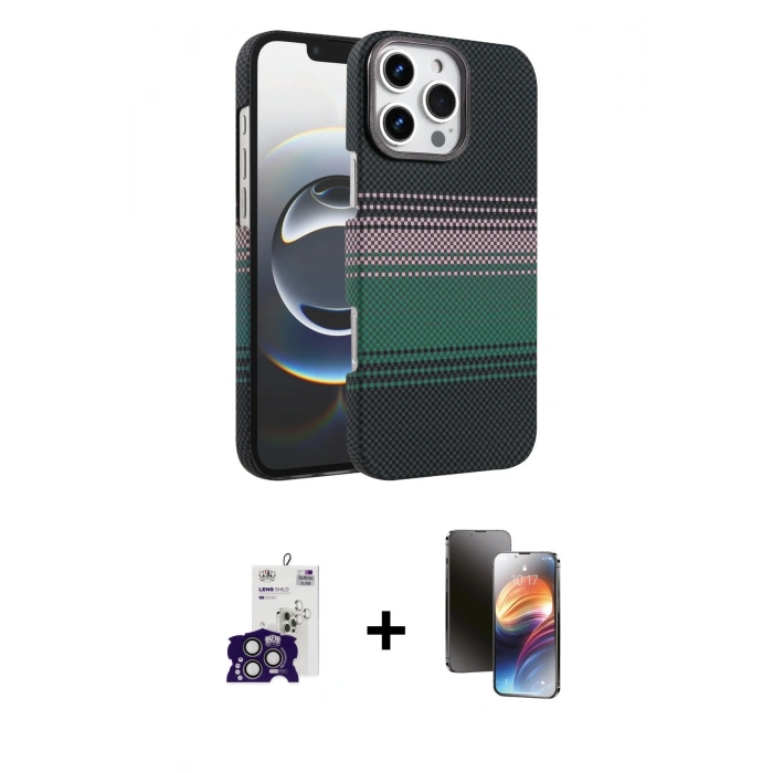 MARSİLYAN™- iPhone 16 Pro Max Kılıf Doruk Serisi - Siyah 3D Antistatik Mat Seramik Nano Ekran Koruyucu + Bilvis Titan Kamera Lens - TMGI