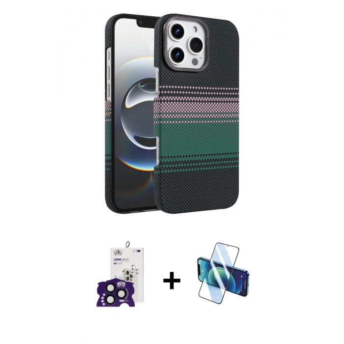 MARSİLYAN™- iPhone 16 Pro Max Kılıf Doruk Serisi - Siyah 3D Antistatik Seramik Nano Ekran Koruyucu + Bilvis Titan Kamera Lens - SH