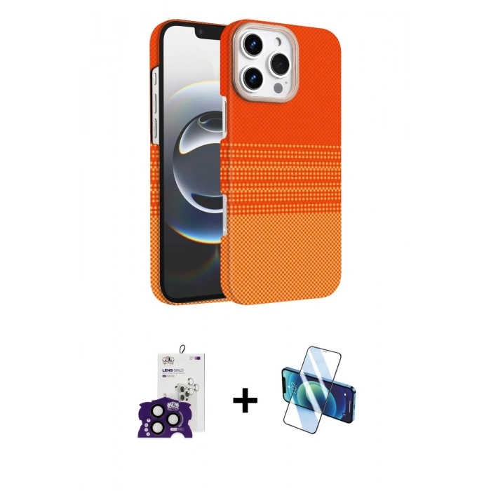 MARSİLYAN™- iPhone 16 Pro Max Kılıf Doruk Serisi - Siyah 3D Antistatik Seramik Nano Ekran Koruyucu + Bilvis Titan Kamera Lens - SH