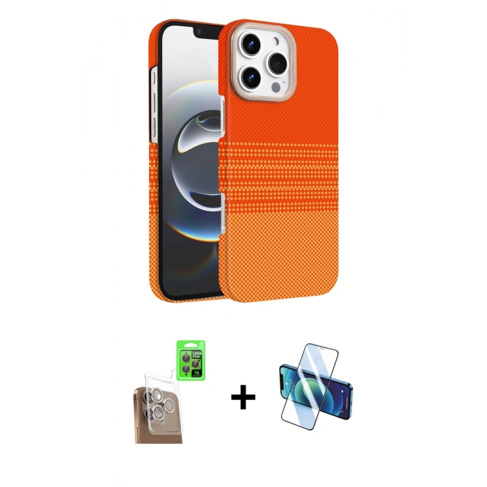 MARSİLYAN™- iPhone 16 Pro Max Kılıf Doruk Serisi - Siyah 3D Antistatik Seramik Nano Ekran Koruyucu + Raze Metal Kamera Lens - CLTM