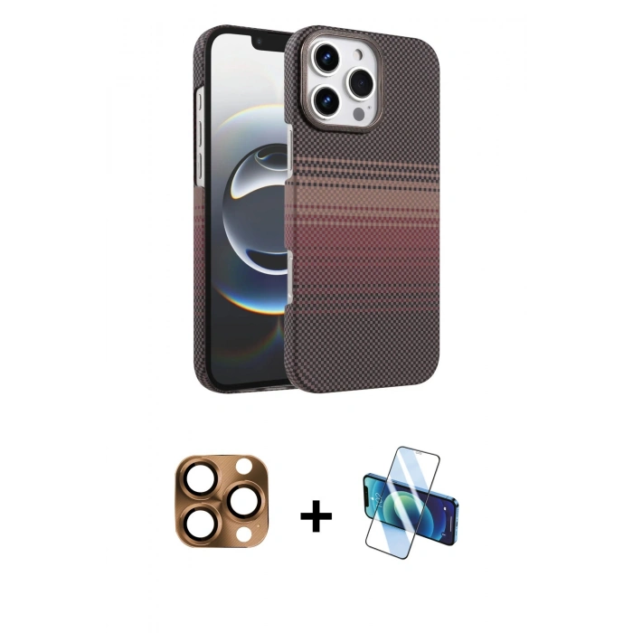 MARSİLYAN™- iPhone 16 Pro Max Kılıf Doruk Serisi - Siyah 3D Antistatik Seramik Nano Ekran Koruyucu + Pers Alüminyum Kamera Lens - CLTM