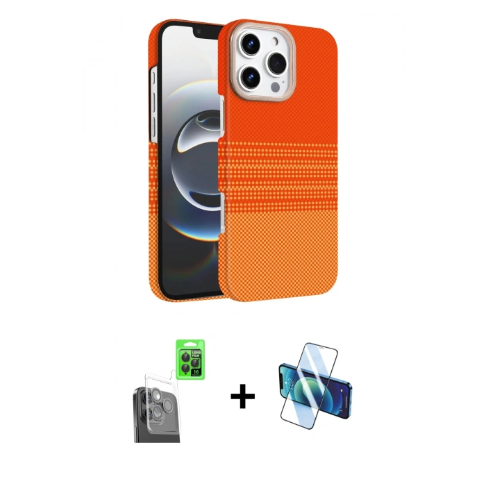 MARSİLYAN™- iPhone 16 Pro Max Kılıf Doruk Serisi - Siyah 3D Antistatik Seramik Nano Ekran Koruyucu + Raze Metal Kamera Lens - SH