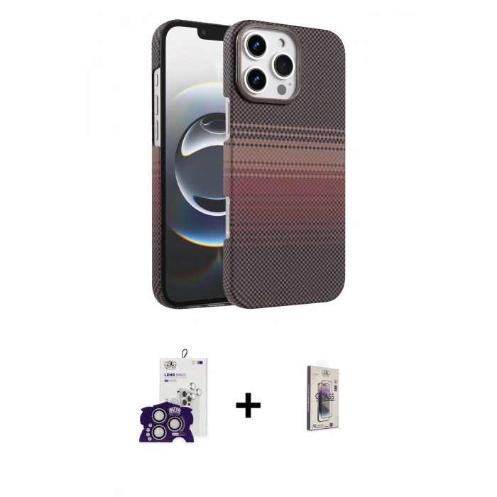 MARSİLYAN™- iPhone 16 Pro Max Kılıf Doruk Serisi - Siyah Bilvis 3D Cam Ekran Koruyucu + Bilvis Titan Kamera Lens - GS