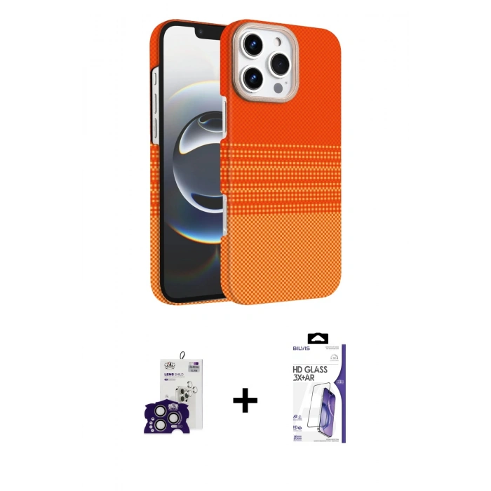 MARSİLYAN™- iPhone 16 Pro Max Kılıf Doruk Serisi - Siyah Bilvis 3X AR HD Cam Ekran Koruyucu + Bilvis Titan Kamera Lens - TMGI