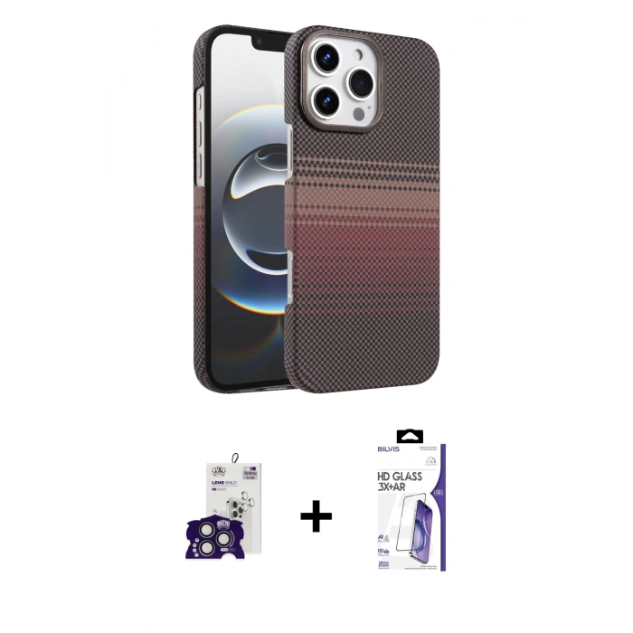 MARSİLYAN™- iPhone 16 Pro Max Kılıf Doruk Serisi - Siyah Bilvis 3X AR HD Cam Ekran Koruyucu + Bilvis Titan Kamera Lens - TMGI