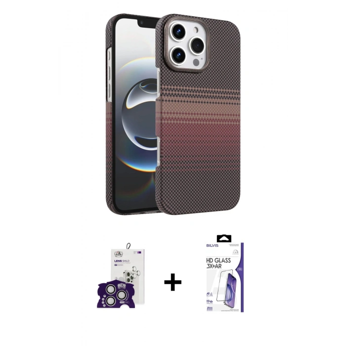MARSİLYAN™- iPhone 16 Pro Max Kılıf Doruk Serisi - Siyah Bilvis 3X AR HD Cam Ekran Koruyucu + Bilvis Titan Kamera Lens - GS