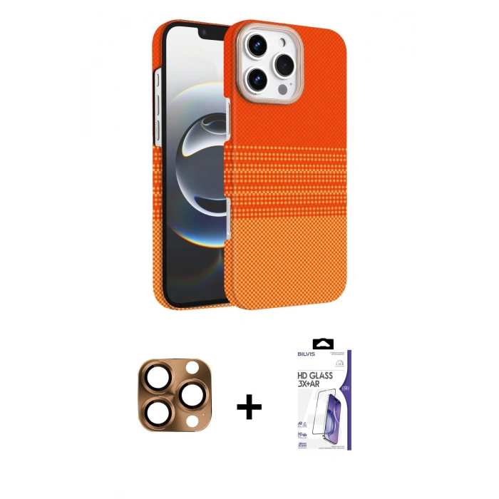 MARSİLYAN™- iPhone 16 Pro Max Kılıf Doruk Serisi - Siyah Bilvis 3X AR HD Cam Ekran Koruyucu + Pers Alüminyum Kamera Lens - CLTM