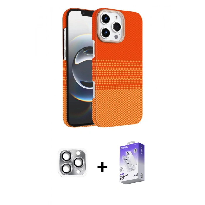 MARSİLYAN™- iPhone 16 Pro Max Kılıf Doruk Serisi - Siyah Bilvis 5in1 3D Magic Cam Ekran Koruyucu + Pers Alüminyum Kamera Lens - GI