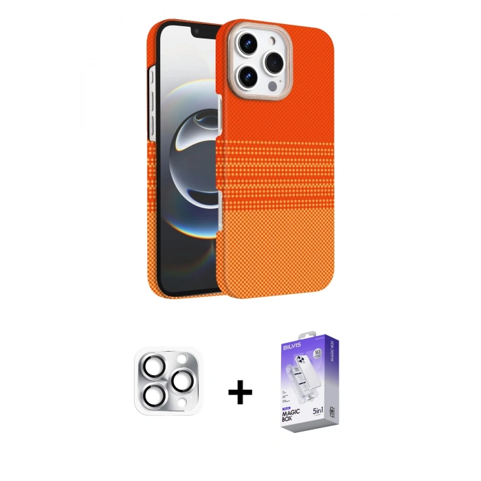 MARSİLYAN™- iPhone 16 Pro Max Kılıf Doruk Serisi - Siyah Bilvis 5in1 3D Magic Cam Ekran Koruyucu + Pers Alüminyum Kamera Lens - GS