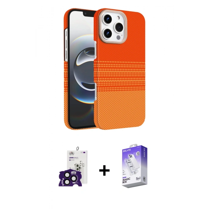 MARSİLYAN™- iPhone 16 Pro Max Kılıf Doruk Serisi - Siyah Bilvis 5in1 3D Magic Cam Ekran Koruyucu + Siyah Bilvis Titan Kamera Lens