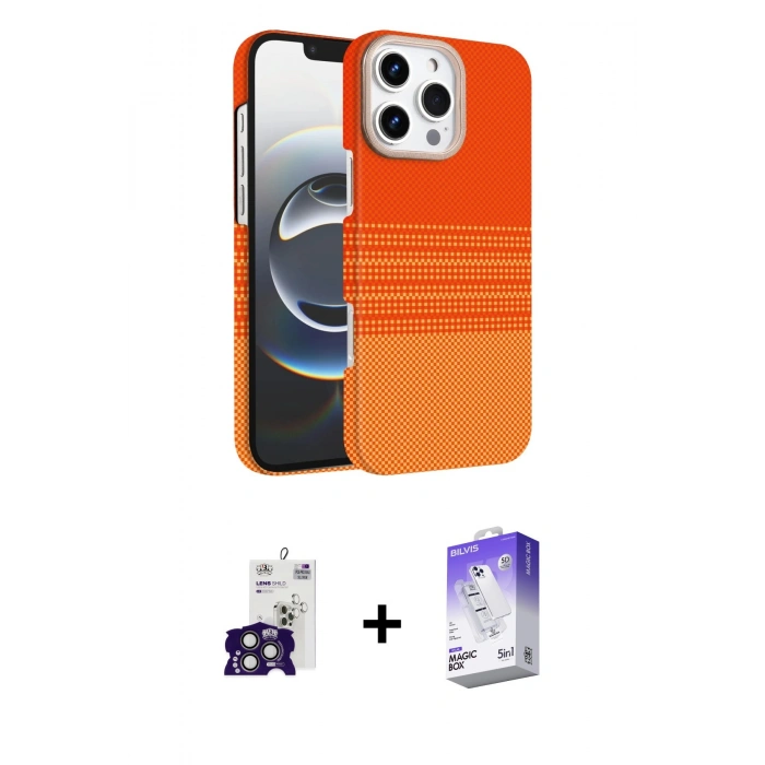 MARSİLYAN™- iPhone 16 Pro Max Kılıf Doruk Serisi - Siyah Bilvis 5in1 3D Magic Cam Ekran Koruyucu + Bilvis Titan Kamera Lens - TMGI