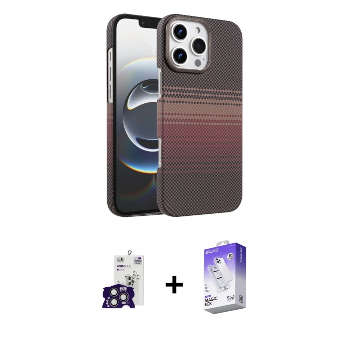 MARSİLYAN™- iPhone 16 Pro Max Kılıf Doruk Serisi - Siyah Bilvis 5in1 3D Magic Cam Ekran Koruyucu + Bilvis Titan Kamera Lens - TMGI