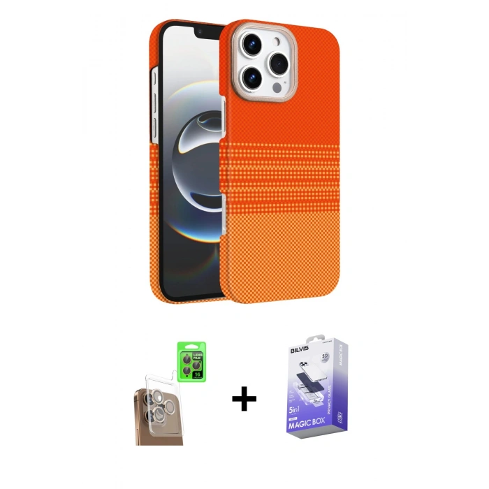 MARSİLYAN™- iPhone 16 Pro Max Kılıf Doruk Serisi - Siyah Bilvis 5in1 5D Magic Hayalet Cam Ekran Koruyucu + Raze Metal Kamera Lens - CLTM