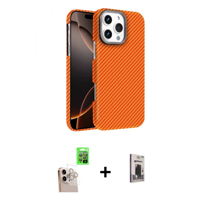 MARSİLYAN™- iPhone 16 Pro Max Kılıf Doruk Serisi - Siyah Bilvis Hayalet Cam Ekran Koruyucu + Raze Metal Kamera Lens - NLGY