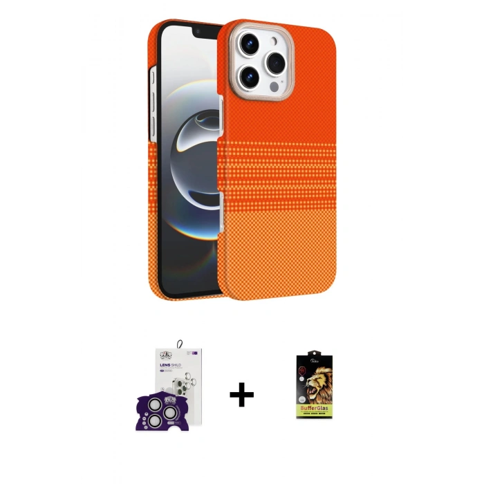 MARSİLYAN™- iPhone 16 Pro Max Kılıf Doruk Serisi - Siyah Buffer Cam Ekran Koruyucu + Bilvis Titan Kamera Lens - GS