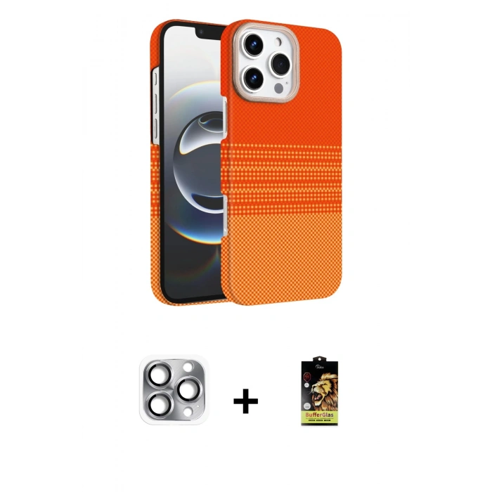 MARSİLYAN™- iPhone 16 Pro Max Kılıf Doruk Serisi - Siyah Buffer Cam Ekran Koruyucu + Pers Alüminyum Kamera Lens - GI