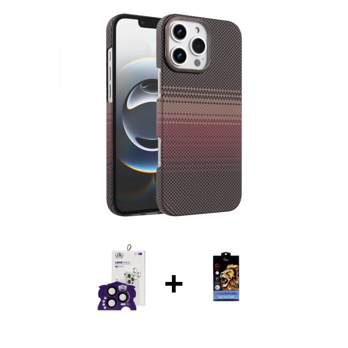 MARSİLYAN™- iPhone 16 Pro Max Kılıf Doruk Serisi - Siyah Buffer Hayalet Cam Ekran Koruyucu + Bilvis Titan Kamera Lens - SH