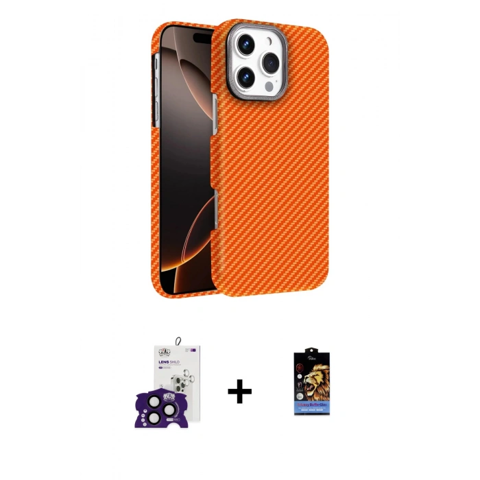 MARSİLYAN™- iPhone 16 Pro Max Kılıf Doruk Serisi - Siyah Buffer Hayalet Cam Ekran Koruyucu + Bilvis Titan Kamera Lens - SH