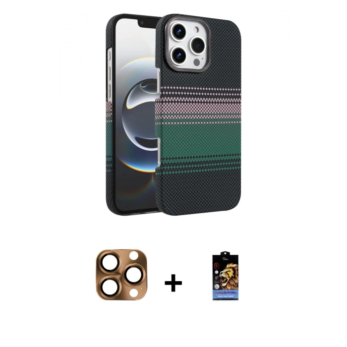 MARSİLYAN™- iPhone 16 Pro Max Kılıf Doruk Serisi - Siyah Buffer Hayalet Cam Ekran Koruyucu + Pers Alüminyum Kamera Lens - CLTM