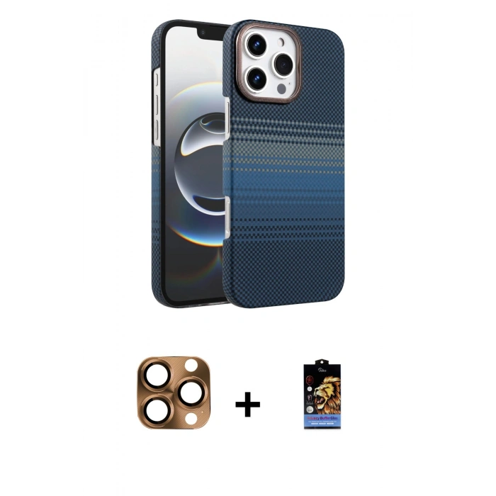 MARSİLYAN™- iPhone 16 Pro Max Kılıf Doruk Serisi - Siyah Buffer Hayalet Cam Ekran Koruyucu + Pers Alüminyum Kamera Lens - CLTM