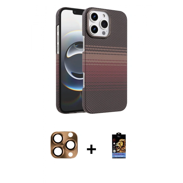 MARSİLYAN™- iPhone 16 Pro Max Kılıf Doruk Serisi - Siyah Buffer Hayalet Cam Ekran Koruyucu + Pers Alüminyum Kamera Lens - CLTM