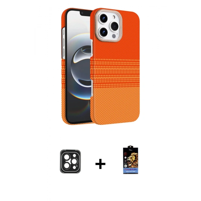 MARSİLYAN™- iPhone 16 Pro Max Kılıf Doruk Serisi - Siyah Buffer Hayalet Cam Ekran Koruyucu + PVD Metal Kamera Lens - SH