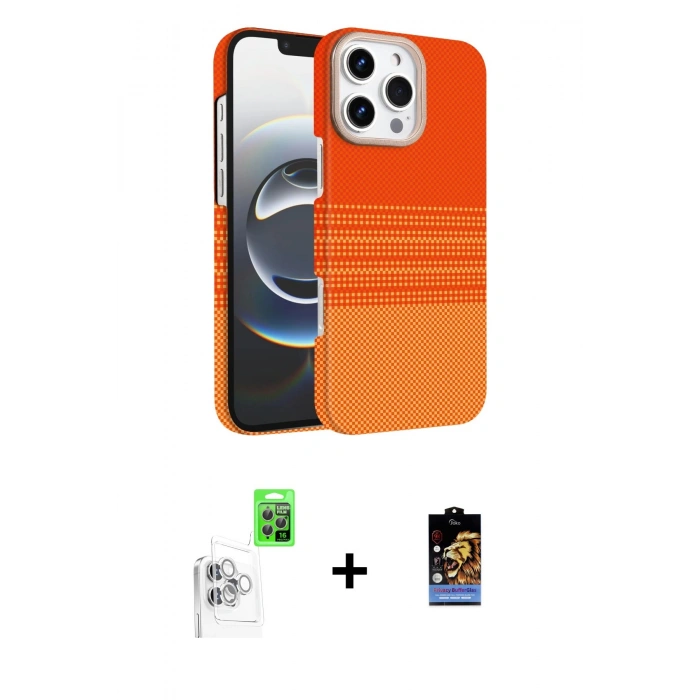 MARSİLYAN™- iPhone 16 Pro Max Kılıf Doruk Serisi - Siyah Buffer Hayalet Cam Ekran Koruyucu + Raze Metal Kamera Lens - BZ
