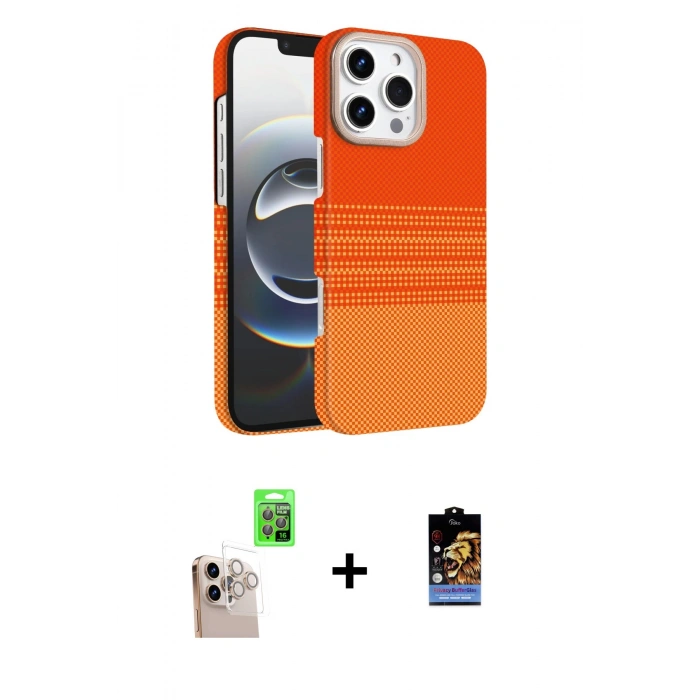 MARSİLYAN™- iPhone 16 Pro Max Kılıf Doruk Serisi - Siyah Buffer Hayalet Cam Ekran Koruyucu + Raze Metal Kamera Lens - NLGY