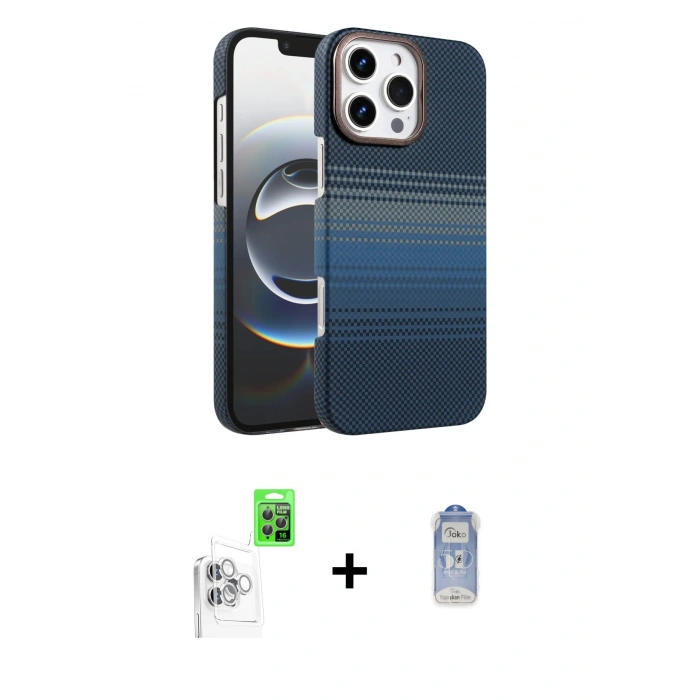 MARSİLYAN™- iPhone 16 Pro Max Kılıf Doruk Serisi - Siyah Joko Magic 5D Cam + Raze Metal Kamera Lens - BZ