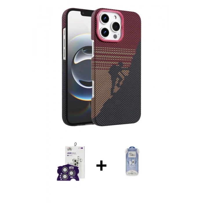 MARSİLYAN™- iPhone 16 Pro Max Kılıf Doruk Serisi - Siyah Joko Magic 5D Cam + Bilvis Titan Kamera Lens - GS