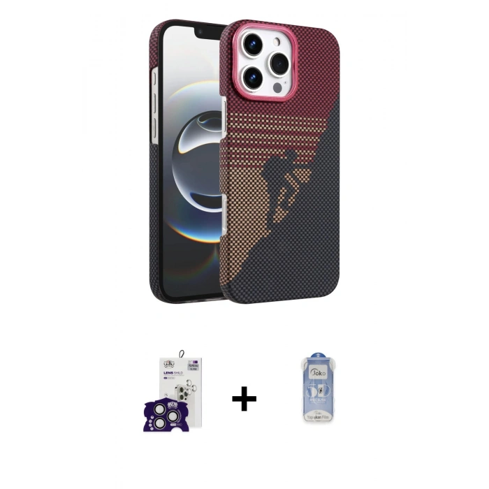 MARSİLYAN™- iPhone 16 Pro Max Kılıf Doruk Serisi - Siyah Joko Magic 5D Cam + Bilvis Titan Kamera Lens - TMGI