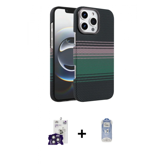 MARSİLYAN™- iPhone 16 Pro Max Kılıf Doruk Serisi - Siyah Joko Magic 5D Cam + Bilvis Titan Kamera Lens - TMGI