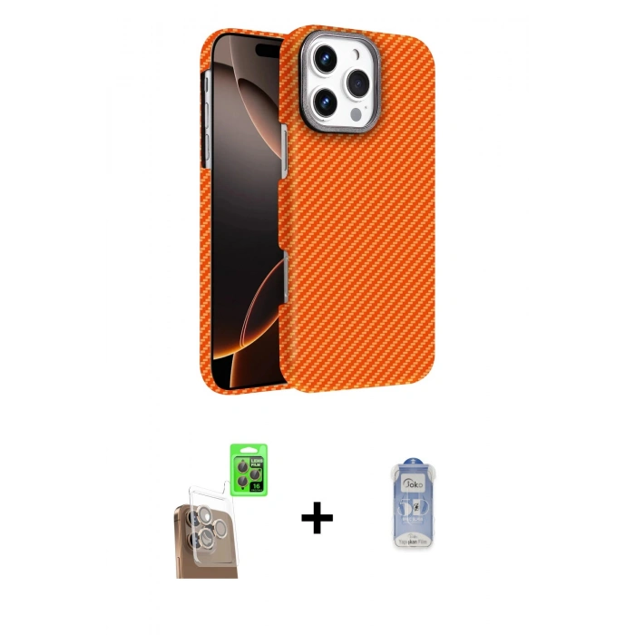 MARSİLYAN™- iPhone 16 Pro Max Kılıf Doruk Serisi - Siyah Joko Magic 5D Cam + Raze Metal Kamera Lens - CLTM