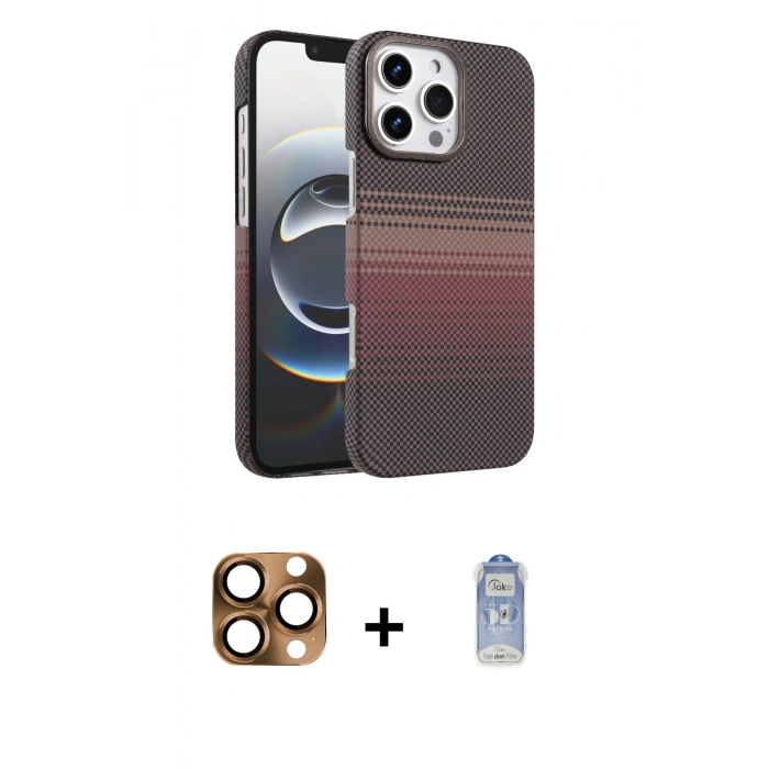 MARSİLYAN™- iPhone 16 Pro Max Kılıf Doruk Serisi - Siyah Joko Magic 5D Cam + Pers Alüminyum Kamera Lens - CLTM